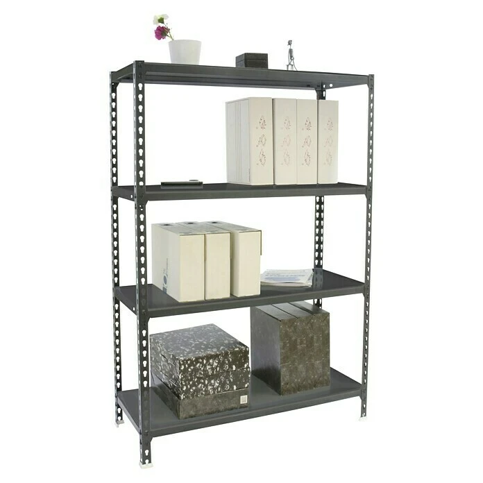 Simonrack Simonclick Metallregal L X B X H: 30 X 100 X 150 Cm, Traglast: 180 Kg/Boden, Anzahl Böden: 4 Stk., Stecken, Anthrazit 5 Simonrack Simonclick Metallregal L X B X H: 30 X 100 X 150 Cm, Traglast: 180 Kg/Boden, Anzahl Böden: 4 Stk., Stecken, Anthrazit – Bild 3