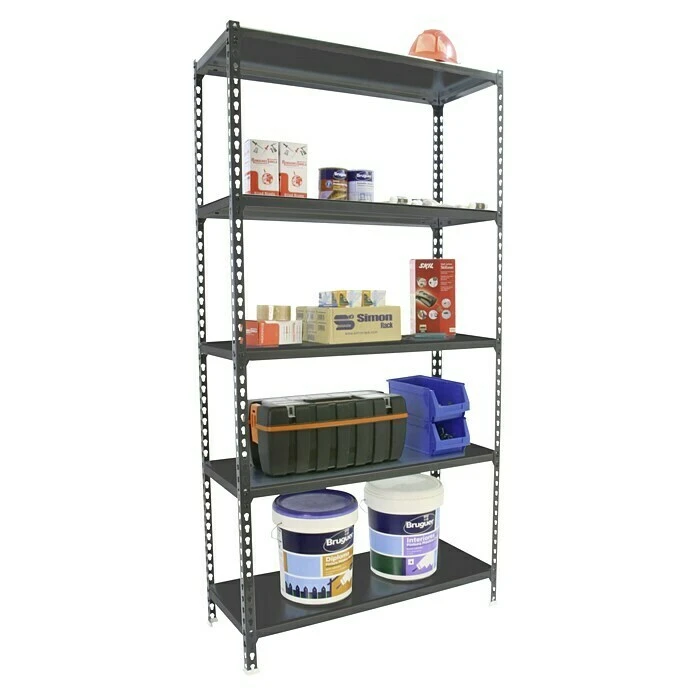 Simonrack Simonclick Metallregal Mega L X B X H: 40 X 120 X 200 Cm, Traglast: 180 Kg/Boden, Anzahl Böden: 5 Stk., Stecken, Anthrazit/Silber 4 Simonrack Simonclick Metallregal Mega L X B X H: 40 X 120 X 200 Cm, Traglast: 180 Kg/Boden, Anzahl Böden: 5 Stk., Stecken, Anthrazit/Silber – Bild 2