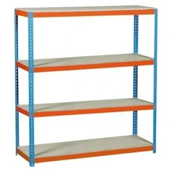 Simonrack Simonforte Metall-Schwerlastregal L X B X H: 60 X 180 X 200 Cm, Traglast: 600 Kg/Boden, Anzahl Böden: 4, Blau/Orange