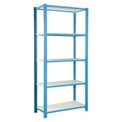 Simonrack Simonoffice Aktenregal Grundelement L X B X H: 40 X 90 X 210 Cm, Traglast: 200 Kg/Boden, Anzahl Böden: 5, Blau/Weiß