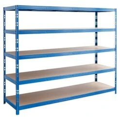 Regalux Metall-Schwerlastregal Mega L X B X H: 70 X 240 X 200 Cm, Traglast: 450 Kg/Boden, Anzahl Böden: 5 Stk., Stecken, Blau