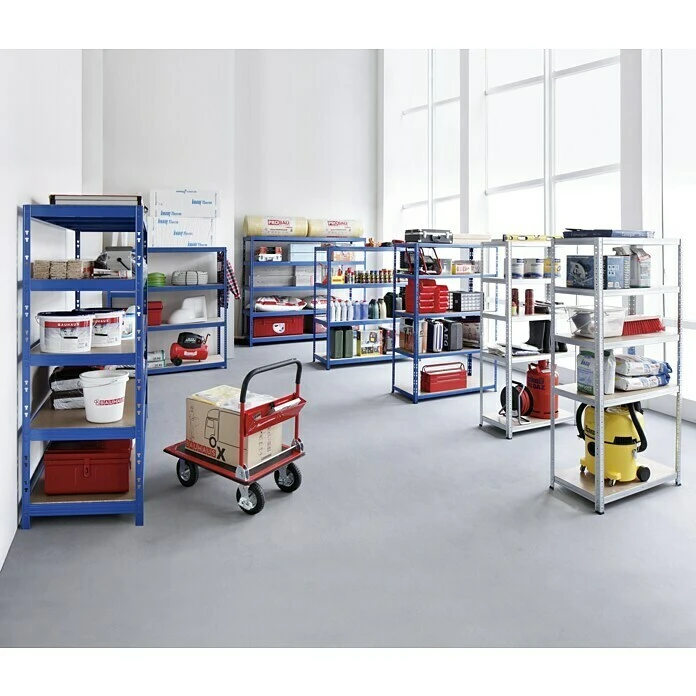 Regalux Metall-Schwerlastregal Mega L X B X H: 70 X 240 X 200 Cm, Traglast: 450 Kg/Boden, Anzahl Böden: 5 Stk., Stecken, Blau 7 Regalux Metall-Schwerlastregal Mega L X B X H: 70 X 240 X 200 Cm, Traglast: 450 Kg/Boden, Anzahl Böden: 5 Stk., Stecken, Blau – Bild 5