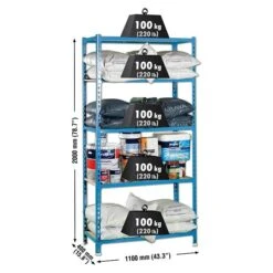 Simonrack Maderclick Metallregal Super Plus L X B X H: 40 X 110 X 200 Cm, Traglast: 150 Kg/Boden, Anzahl Böden: 5, Stecken, Blau -Heimwerkzeuge erkäufe 2024 12 5186