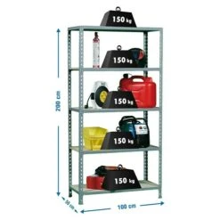 Simonrack Maderclick Metallregal Plus L X B X H: 50 X 100 X 200 Cm, Traglast: 150 Kg/Boden, Anzahl Böden: 5, Stecken, Grau -Heimwerkzeuge erkäufe 2024 12 5195