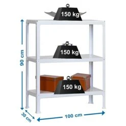 Simonrack Homeclick Metallregal Plus L X B X H: 30 X 100 X 90 Cm, Traglast: 150 Kg/Boden, Anzahl Böden: 3 Stk., Stecken, Weiß -Heimwerkzeuge erkäufe 2024 12 5199