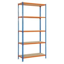 Simonrack Maderclick Metallregal Super Plus L X B X H: 40 X 110 X 200 Cm, Traglast: 150 Kg/Boden, Anzahl Böden: 5, Stecken, Blau/Orange