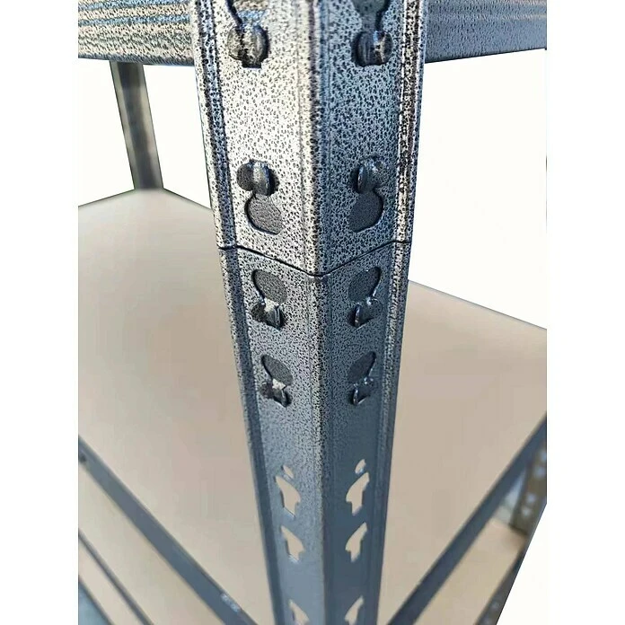 Metall-Schwerlastregal B X T X H: 90 X 45 Cm X 226 Cm, Traglast: 200 Kg/Boden, Anzahl Böden: 7 Stk., Stecken, Anthrazit 8 Metall-Schwerlastregal B X T X H: 90 X 45 Cm X 226 Cm, Traglast: 200 Kg/Boden, Anzahl Böden: 7 Stk., Stecken, Anthrazit – Bild 6