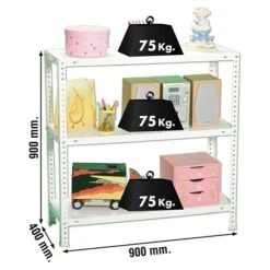 Simonrack Simonclassic Metallregal Advantage L X B X H: 40 X 90 X 90 Cm, Traglast: 75 Kg/Boden, Anzahl Böden: 3 Stk., Schrauben, Weiß -Heimwerkzeuge erkäufe 2024 12 5224