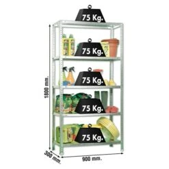 Simonrack Simonclassic Metallregal Advantage L X B X H: 30 X 90 X 180 Cm, Traglast: 75 Kg/Boden, Anzahl Böden: 5 Stk., Schrauben, Silber -Heimwerkzeuge erkäufe 2024 12 5226