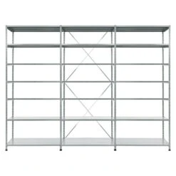 Scholz Metall-Lagerregal SE Länge: 600 Mm, Breite: 3.070 Mm, Höhe: 2.640 Mm, Traglast: 200 Kg/Boden, Anzahl Böden: 7 Stk.