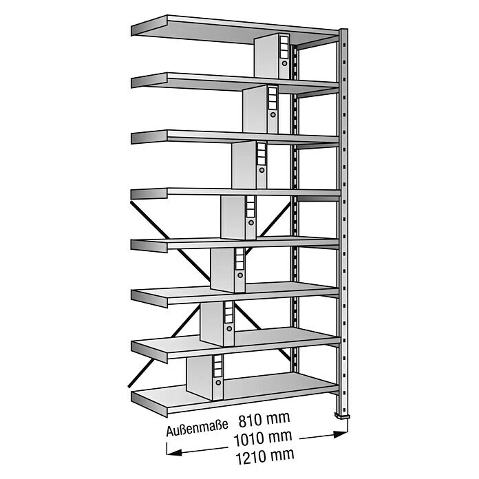 Scholz Aktenregal Anbauelement Länge: 810 Mm, Breite: 300 Mm, Höhe: 2.640 Mm, Traglast: 100 Kg/Boden, Anzahl Böden: 8 Stk. 3 Scholz Aktenregal Anbauelement Länge: 810 Mm, Breite: 300 Mm, Höhe: 2.640 Mm, Traglast: 100 Kg/Boden, Anzahl Böden: 8 Stk.