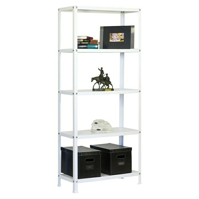 Simonrack Homeclassic Metallregal L X B X H: 30 X 80 X 180 Cm, Traglast: 100 Kg/Boden, Anzahl Böden: 5 Stk., Schrauben, Weiß 4 Simonrack Homeclassic Metallregal L X B X H: 30 X 80 X 180 Cm, Traglast: 100 Kg/Boden, Anzahl Böden: 5 Stk., Schrauben, Weiß – Bild 2