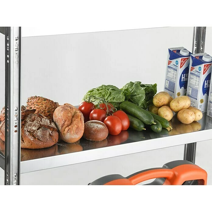 Regalux Metallregal INOX L X B X H: 40 X 100 X 187 Cm, Edelstahl, Traglast: 80 Kg/Boden, Stecken 4 Regalux Metallregal INOX L X B X H: 40 X 100 X 187 Cm, Edelstahl, Traglast: 80 Kg/Boden, Stecken – Bild 2