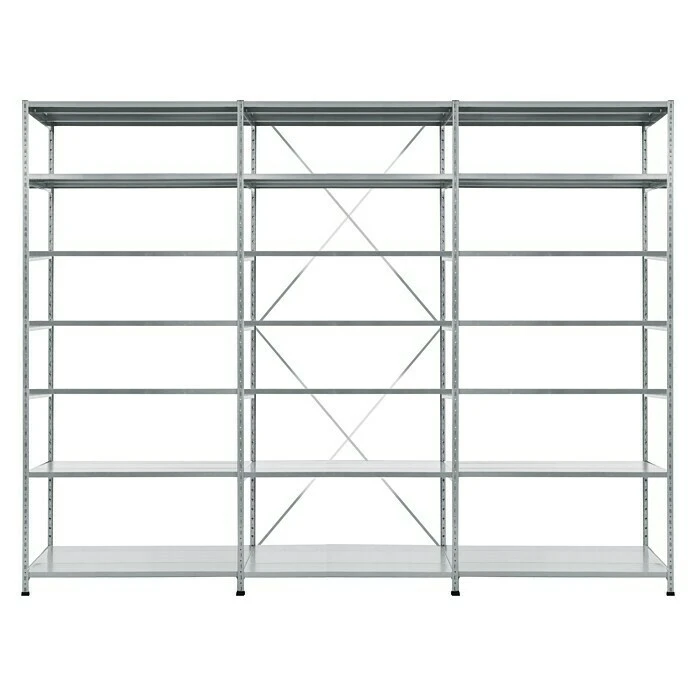 Scholz Metall-Lagerregal SE Länge: 500 Mm, Breite: 3.070 Mm, Höhe: 3.000 Mm, Traglast: 170 Kg/Boden, Anzahl Böden: 7 Stk. 3 Scholz Metall-Lagerregal SE Länge: 500 Mm, Breite: 3.070 Mm, Höhe: 3.000 Mm, Traglast: 170 Kg/Boden, Anzahl Böden: 7 Stk.