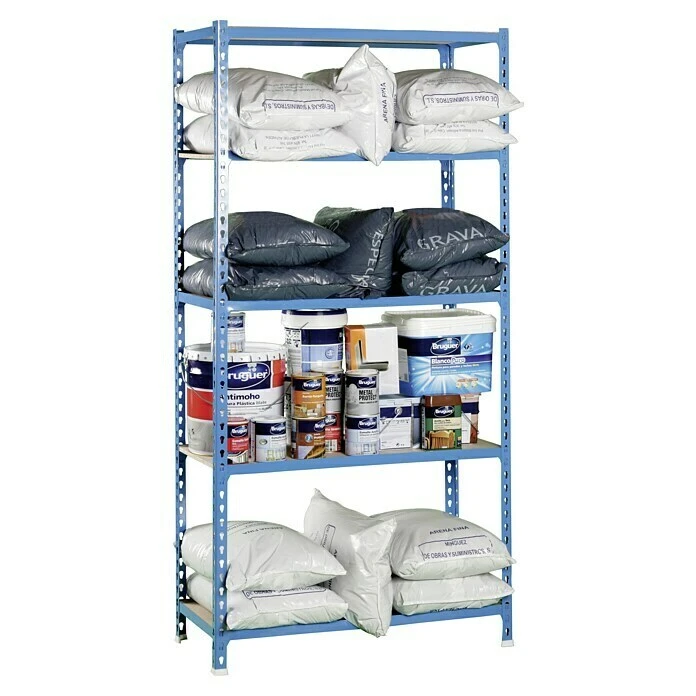 Simonrack Maderclick Metallregal Plus L X B X H: 30 X 100 X 200 Cm, Traglast: 150 Kg/Boden, Anzahl Böden: 5, Stecken, Blau 4 Simonrack Maderclick Metallregal Plus L X B X H: 30 X 100 X 200 Cm, Traglast: 150 Kg/Boden, Anzahl Böden: 5, Stecken, Blau – Bild 2