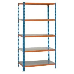 Simonrack Simonclick Metallregal Plus L X B X H: 50 X 100 X 200 Cm, Traglast: 180 Kg/Boden, Anzahl Böden: 5 Stk., Stecken, Blau/Orange