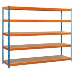 Simonrack Simonforte Metall-Schwerlastregal L X B X H: 45 X 120 X 300 Cm, Traglast: 600 Kg/Boden, Anzahl Böden: 5, Blau/Orange
